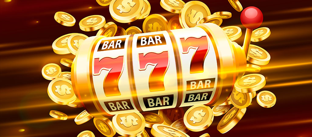 nyerőgép, 777, arany érme, jackpot, slot játék, kaszinó, nyeremény, BAR szimbólumok, pénzeső, pörgetés, szerencsejáték