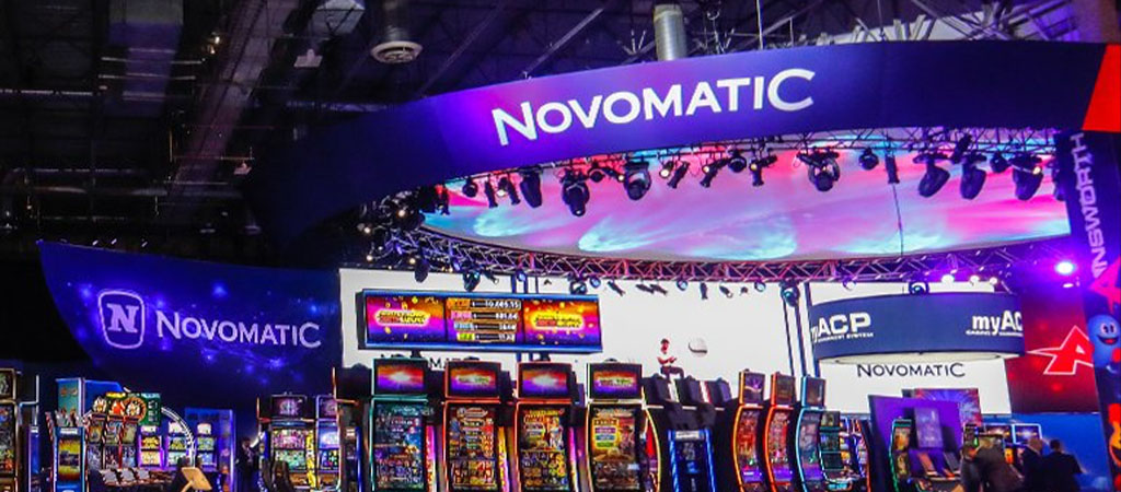 novomatic, kiállítás, játékgépek, kaszinó technológia, nyerőgépek, fényshow, stand, szerencsejáték expo, játékfejlesztő
