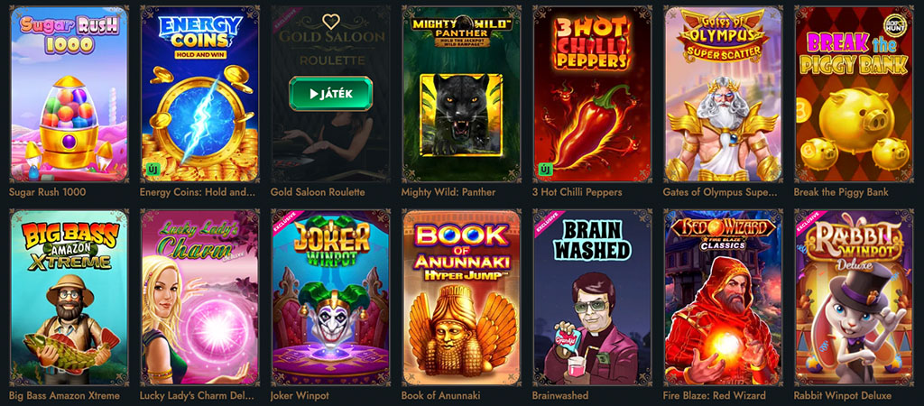 HeroSpin Casino, Sugar Rush 1000, Energy Coins, Mighty Wild Panther, Gates of Olympus, Book of Anunnaki, nyerőgépek