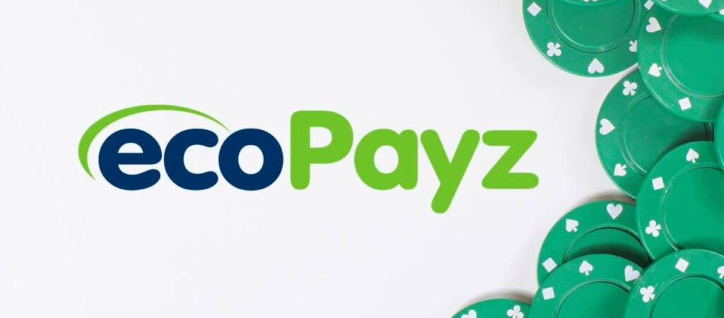 ecoPayz, logó, zöld és kék betűk, zsetonok, online fizetés, digitális pénztárca, kaszinó, fizetési mód, tranzakciók