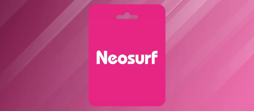 Neosurf logó, pink háttér, ajándékkártya dizájn, online fizetés, előre fizetett kártya, digitális vásárlás