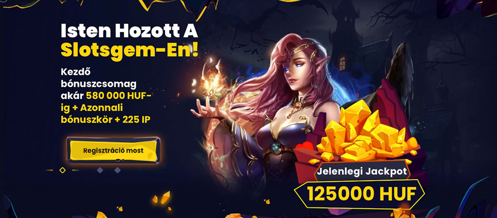 Slotsgem kaszinó, bónusz, üdvözlőcsomag, ingyenes pörgetés, jackpot, regisztráció, online játék, nyerőgép