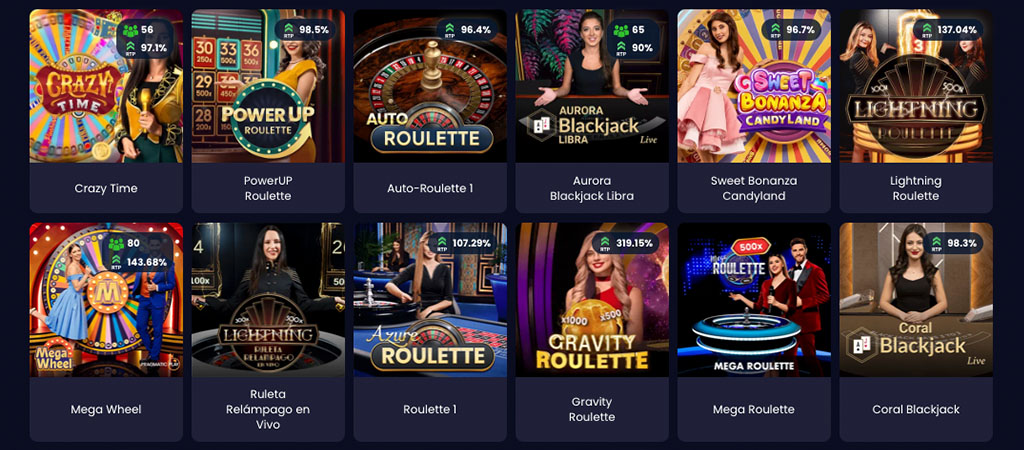 Slotsgem, élő kaszinó, játékok, rulett, blackjack, élő osztó, Crazy Time, PowerUP Rulette, Auto-Roulette, Lightning Rulett
