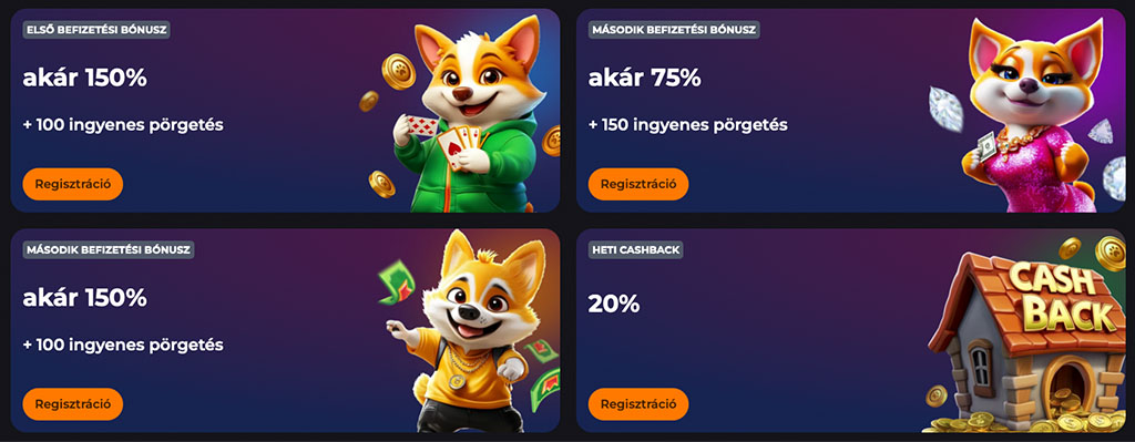 CorgiBet casino, promóciók, bónuszok, befizetési bónuszok, heti cashback, ingyenes pörgetések, corgi