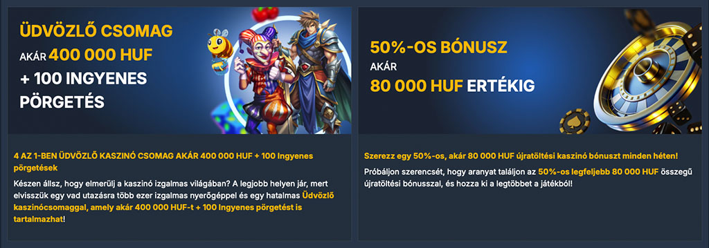 PureBets, kaszinó promóciók, üdvözlő csomag 400 000 HUF és 100 ingyenes pörgetés, 50%-os bónusz 80 000 HUF-ig