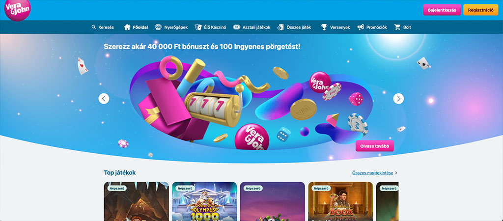 Vera&John, online casino, ingyen pörgetés