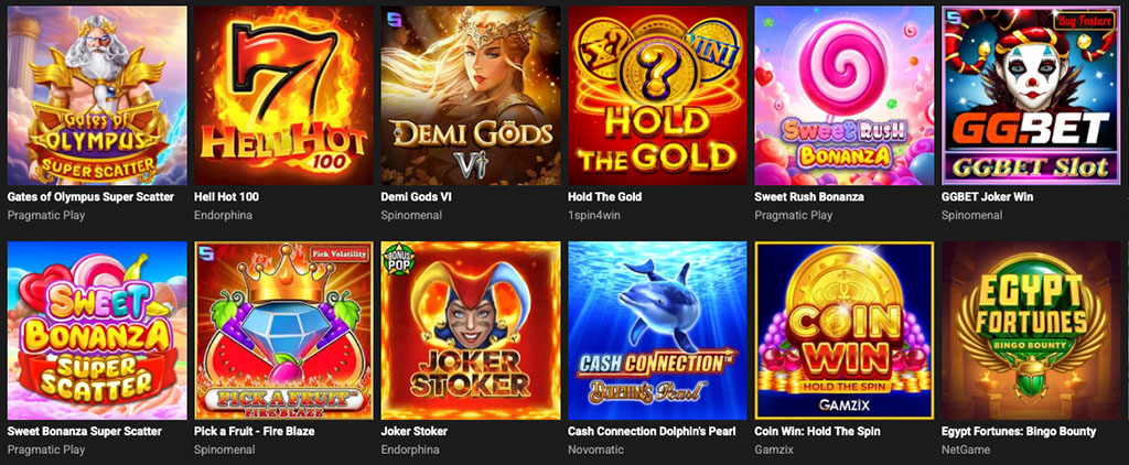 GGBet kaszinó, slots, nyerőgépes játékok