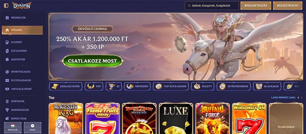 Divaspin online kaszinó, nyerőgépek, üdvözlő bónusz, szerencsejáték, főoldal, kaszinójátékok, sportfogadás, jackpot, rulett