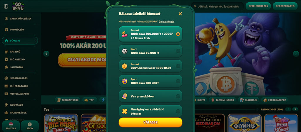 Regisztráció, üdvözlő bónusz, bónusz ajánlat