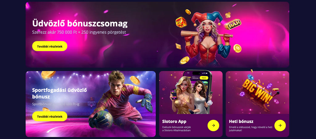 Slotoro Casino, Highroller bónusz, ingyenes pörgetés