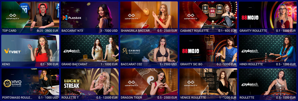 Elérhető élő kaszinó játékok, live roulette, live blackjack