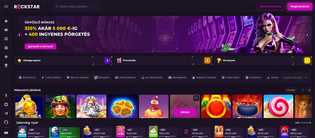 Rockstar Casino, promociók, online casino