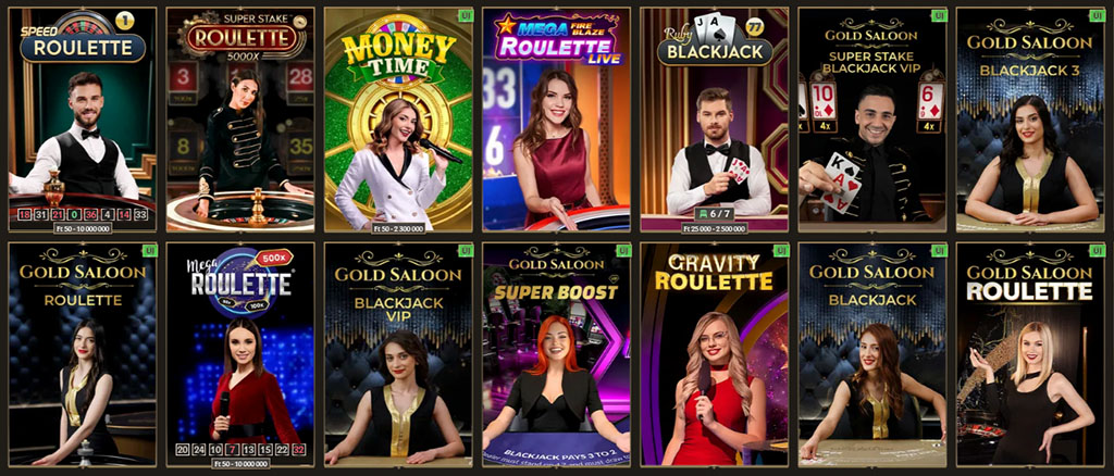 Elérhető élő kaszinó játékok, blackjack, roulette