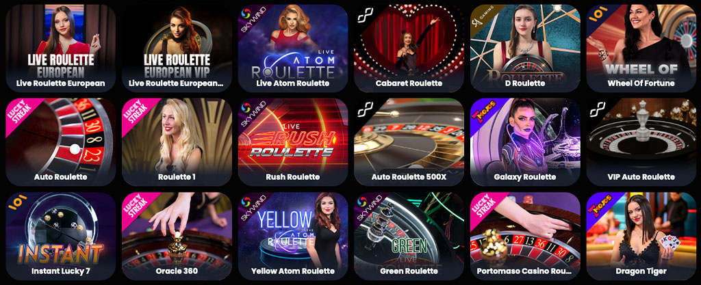 Élő kaszinó játékok, rulett, balckjack, poker