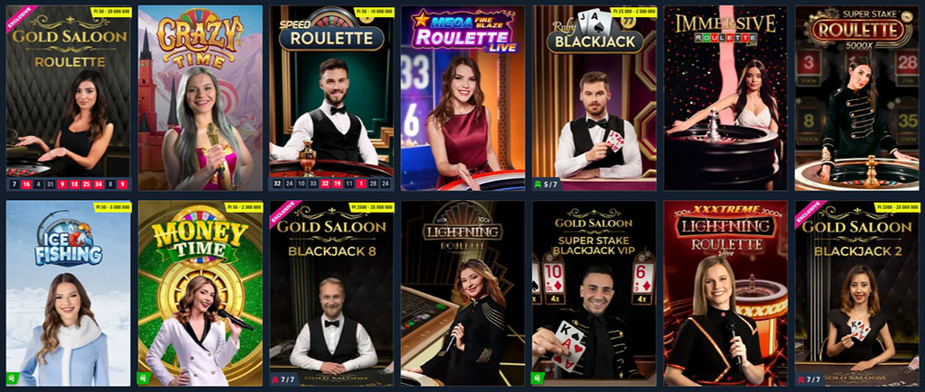 élő kaszinó, rulett, blackjack, poker