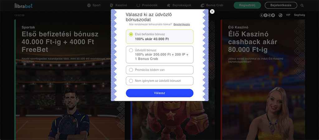 Így tudsz regisztrálni a Librabet felületére, üdvözlő bónusz
