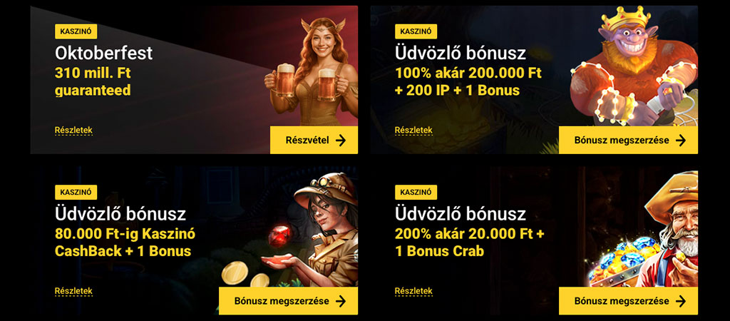 Bonus Crab, üdvözlő bónusz, online casino