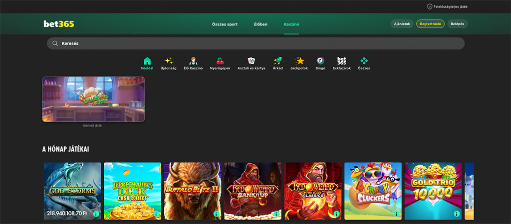 Bet365 bónuszok, promóciók 2026, online casino