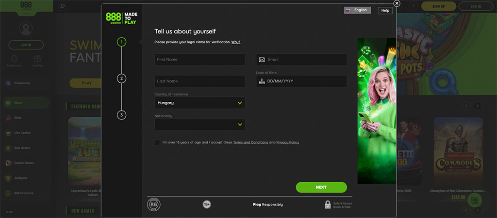 Így regisztrálj a 888 Casino oldalán 5 lépésben