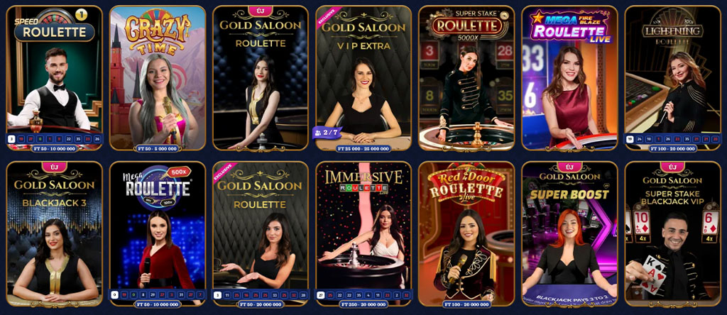 Élő kaszinó játékok, poker, blackjack