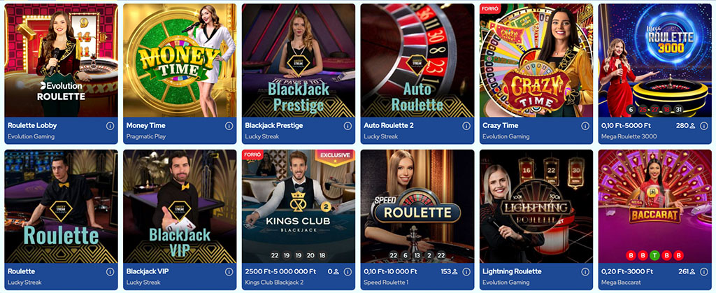 élő játékok, élő blackjack, élő roulette, élő póker