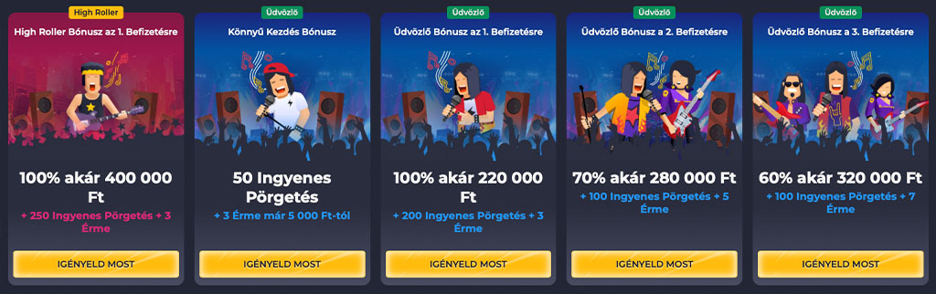 ónuszok és promóciók a Rolling Slots oldalán