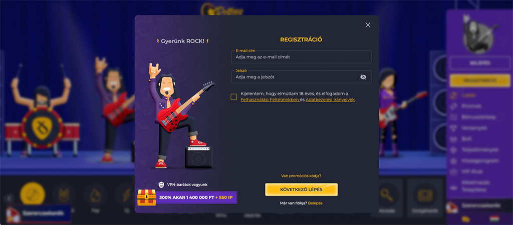 regisztrálj a Rolling Slots kaszinó felületére 5 lépésben