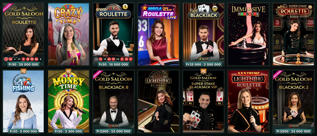 élő kaszinó játékok, roulette, blackjack