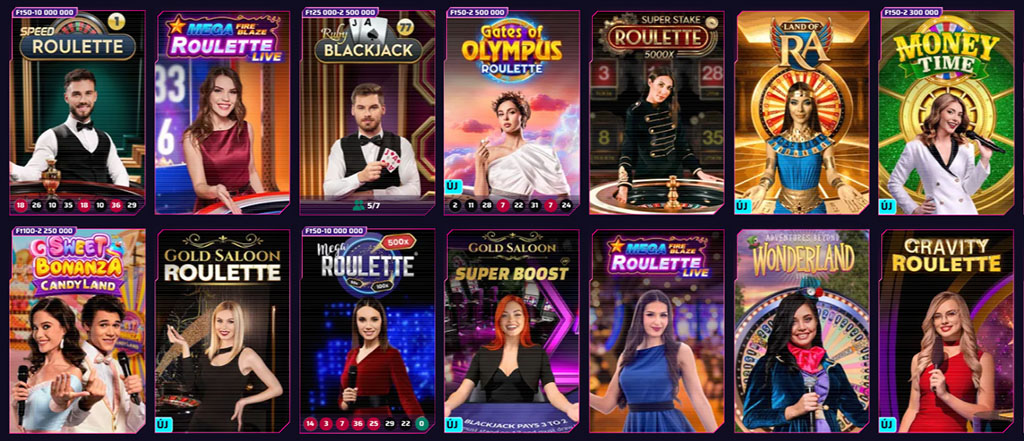 Élő osztós asztali játékok és játékműsorok, slot