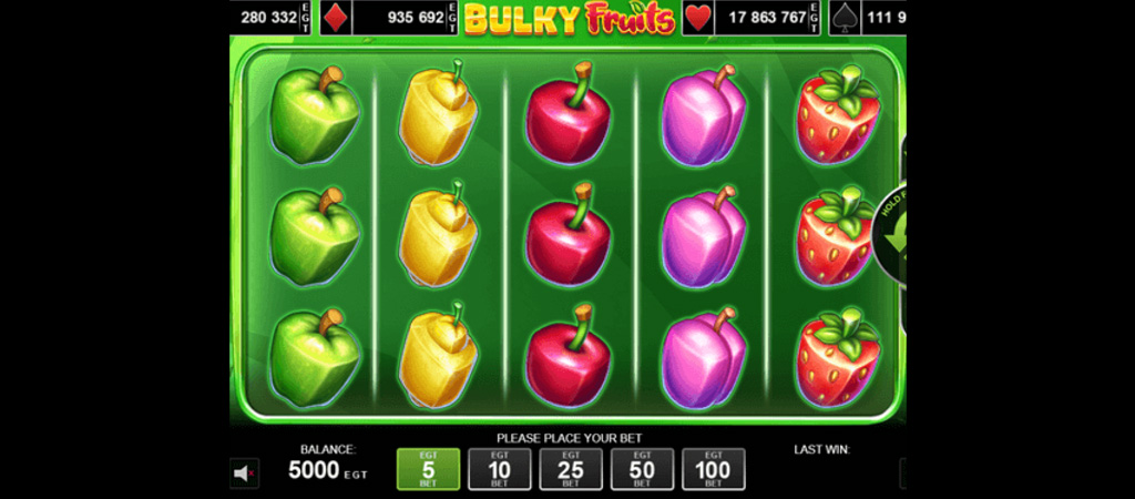 Bulky Fruits online nyerőgép, klasszikus, gyümölcsös nyerőgép 