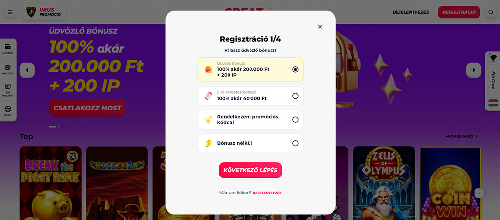 regisztrálj, GreatWin Casino, mobil casino