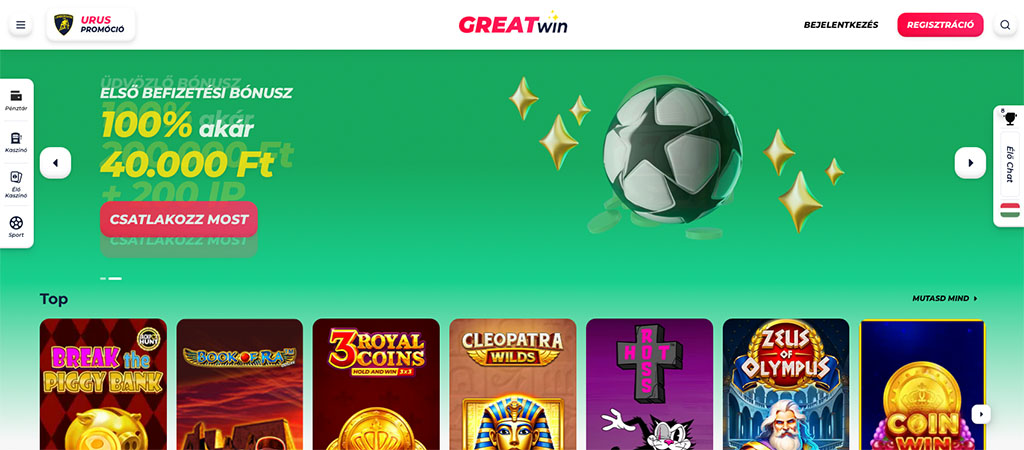 GreatWin Casino bónuszok és promóciók 2026