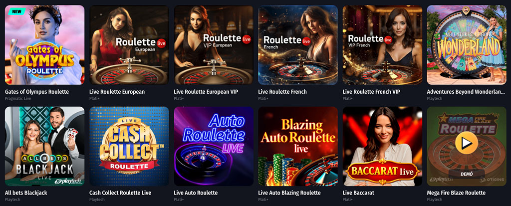 Elérhető élő kaszinó játékok, blackjack, poker