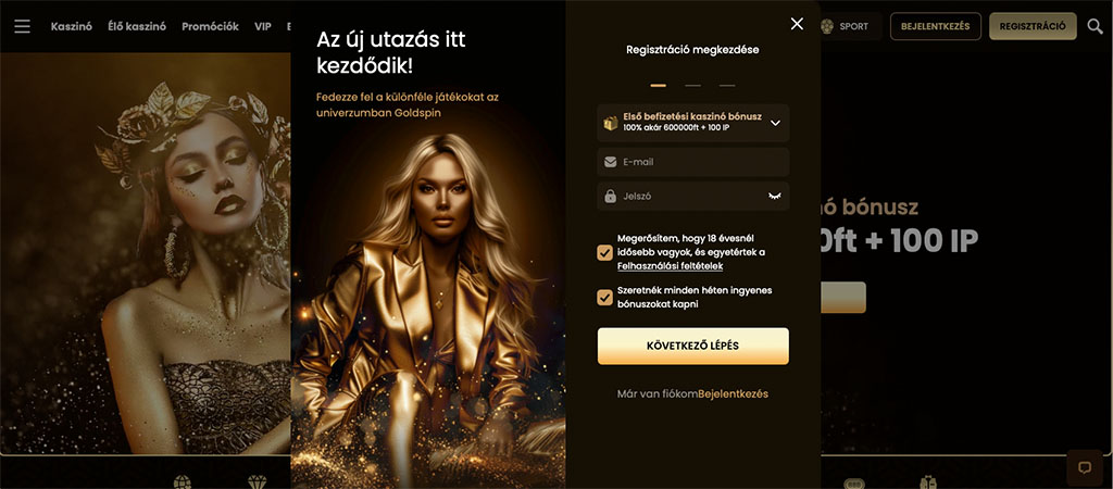 regisztrálj, goldspin, üdvözlő bónusz