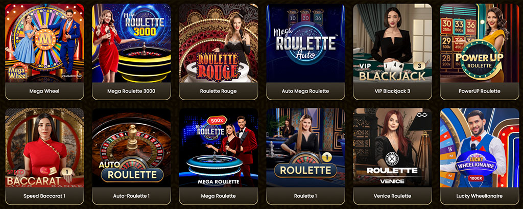 Top nyerőgépek, élő kaszinó, roulette, blackjack