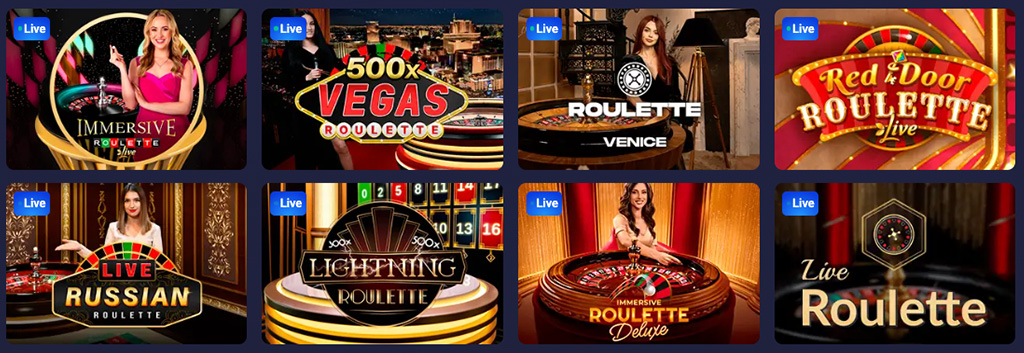 élő kaszinó játékok, roulette, blackjack, poker