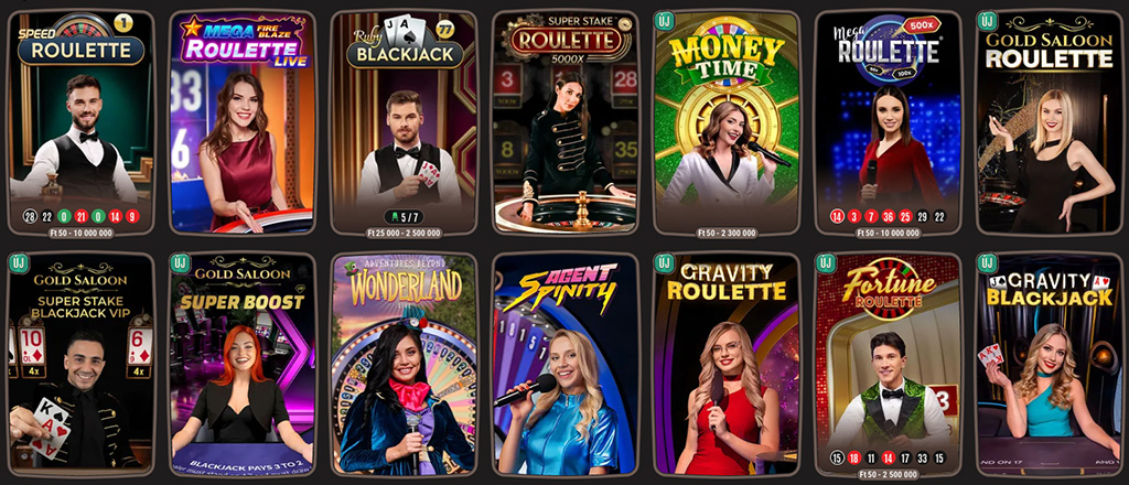 Elérhető élő kaszinó játékok, blackjack, poker