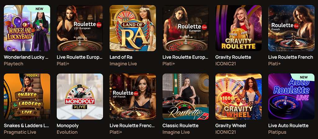 Élő osztós asztali játékok és játékműsorok, roulette