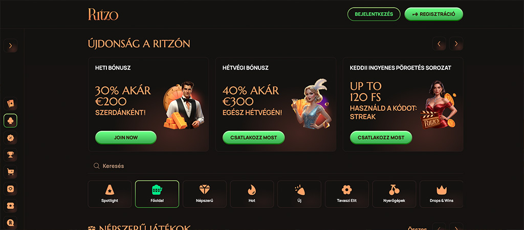 Ritzo Casino bónuszok és promóciók 2026