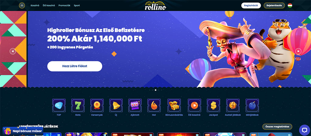 Rollino Casino bónuszok és promóciók 2026