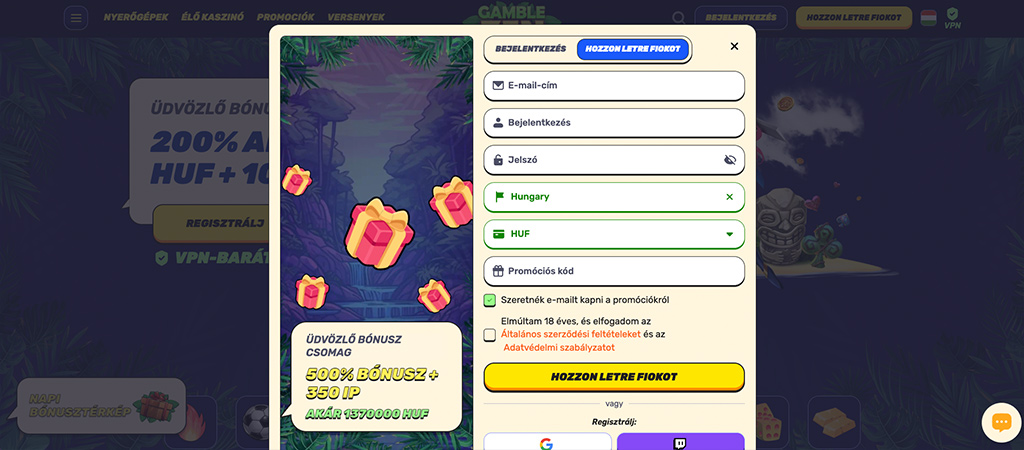 Így regisztrálj a GambleZen Casino felületén