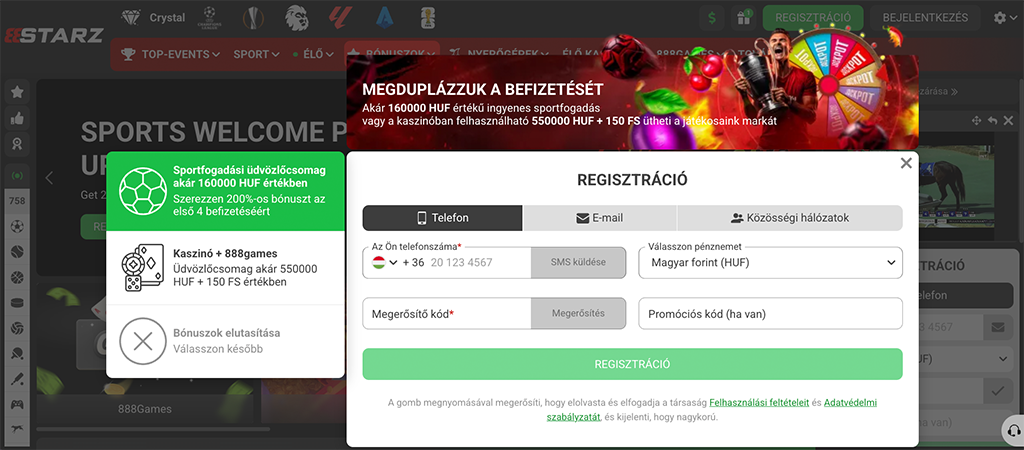 Így regisztrálj a 888Starz kaszinó felületére 5 lépésben 