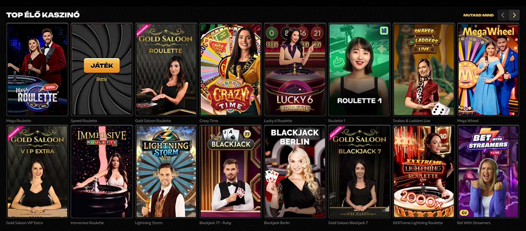 Élő kaszinójátékok és egyéb extrák a Spinsy Casino oldalán