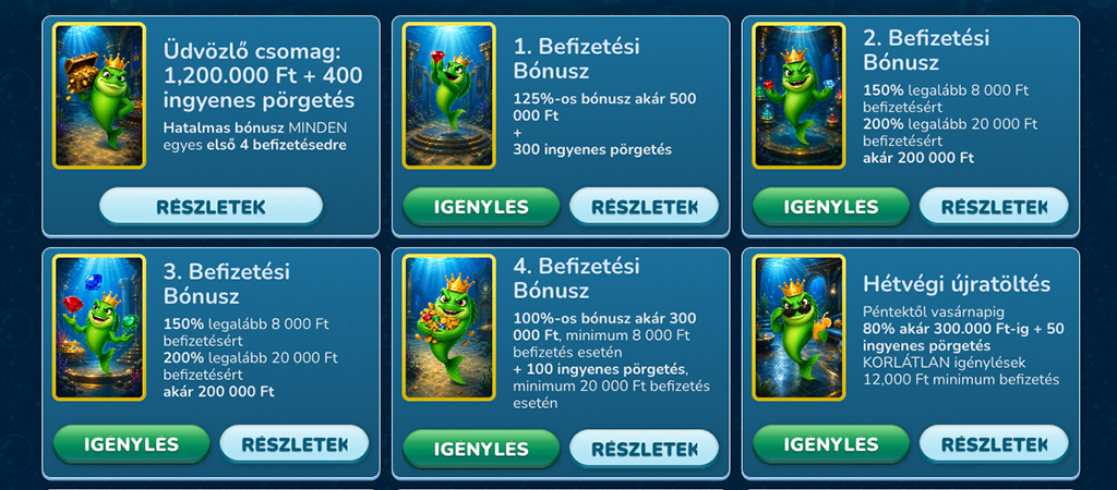 ingyenes pörgetés, üdvözlő bónusz, havi reload bónusz