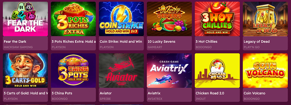 Elérhető játékok a Letsjackpot Magyar felületén, slot