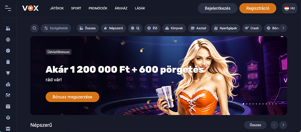 Vox Casino bónuszok és promóciók 2026, élő kaszinó