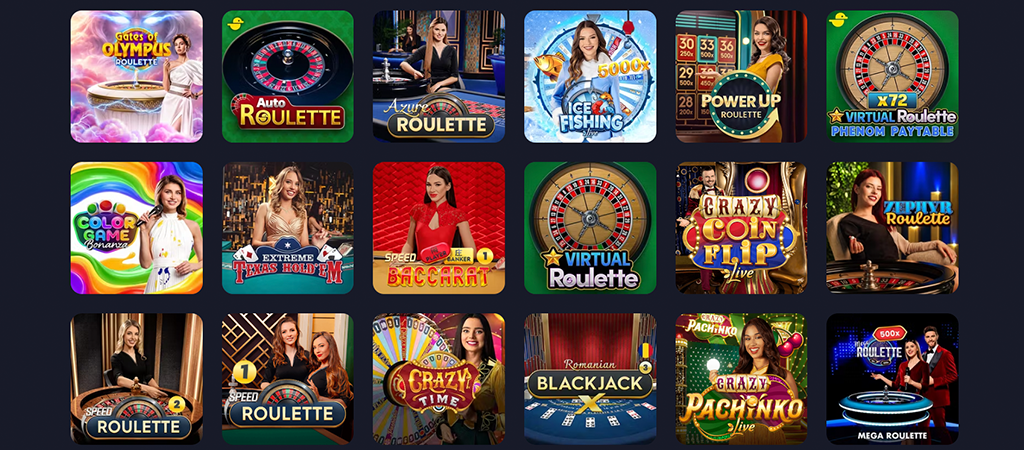 Élő játékok, játékműsorok, élő roulette, blackjack