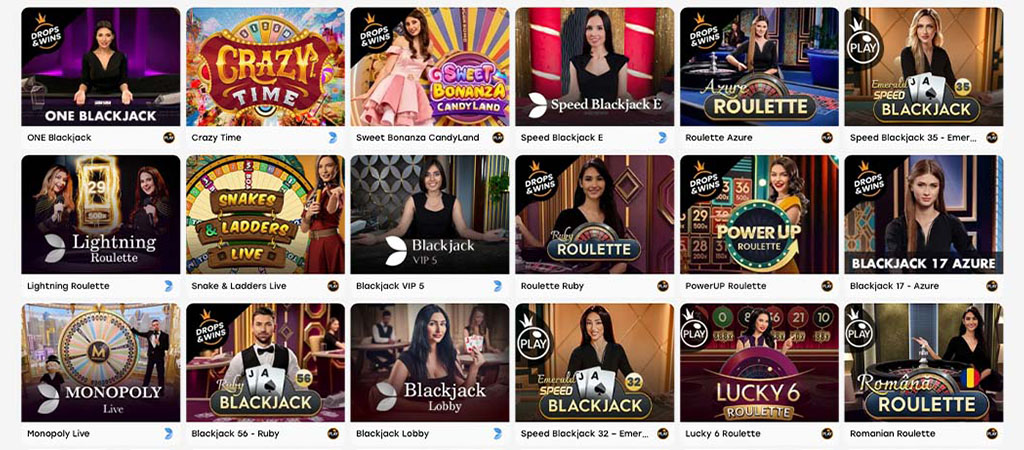 élő kaszinó, rulett, blackjack, PowerUP Roulette, Stock Market, Crazy Time, Lightning Roulette, Monopoly Live, Speed Roulette