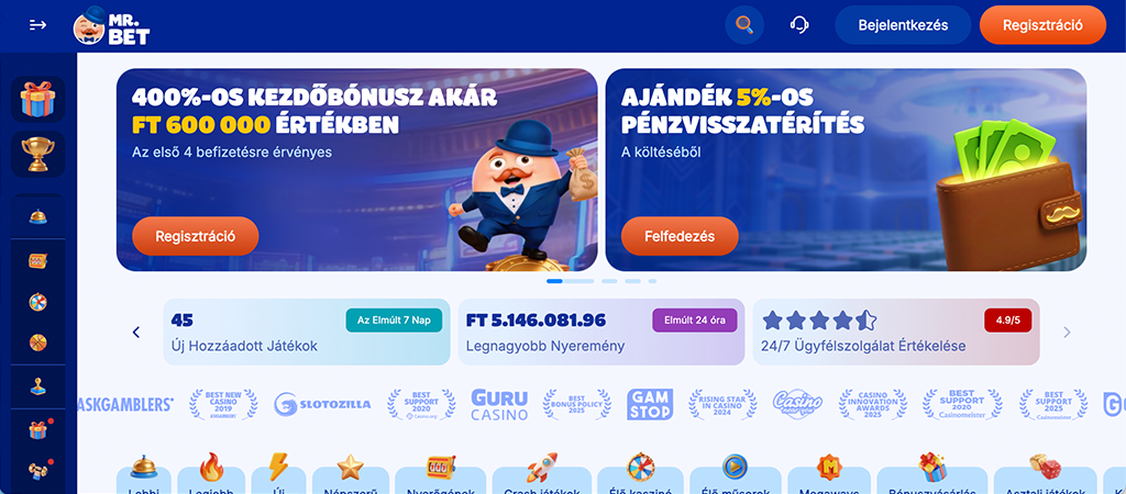 Mr.Bet, online kaszinó, casino bónusz