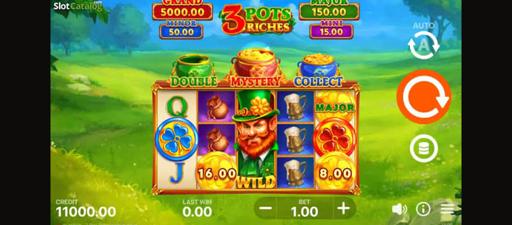 3 Pots Riches nyerőgépes játék, játék funkciók